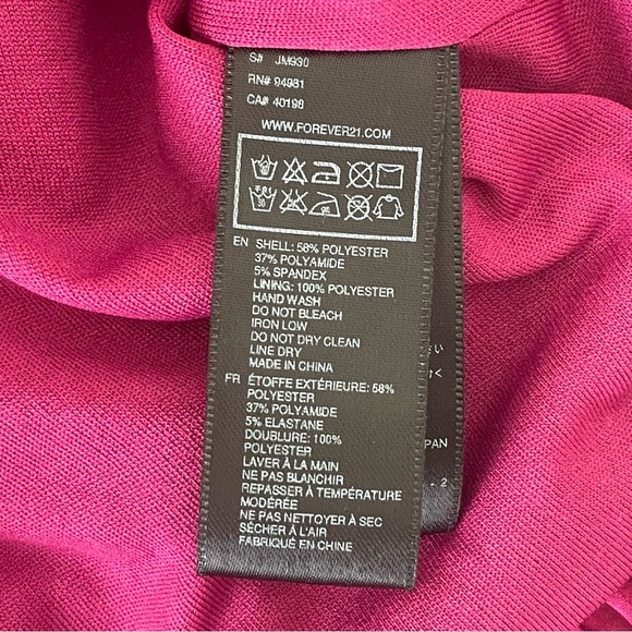 Forever 21 Hot Pink Elegant Babydoll Floral One-Shoulder Mini Dress Women Size L - Picture 8 of 8